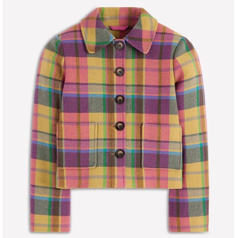 Boden Blue Knightsbridge Wool Jacket Plaid Multicolor Size 2 New With Tags